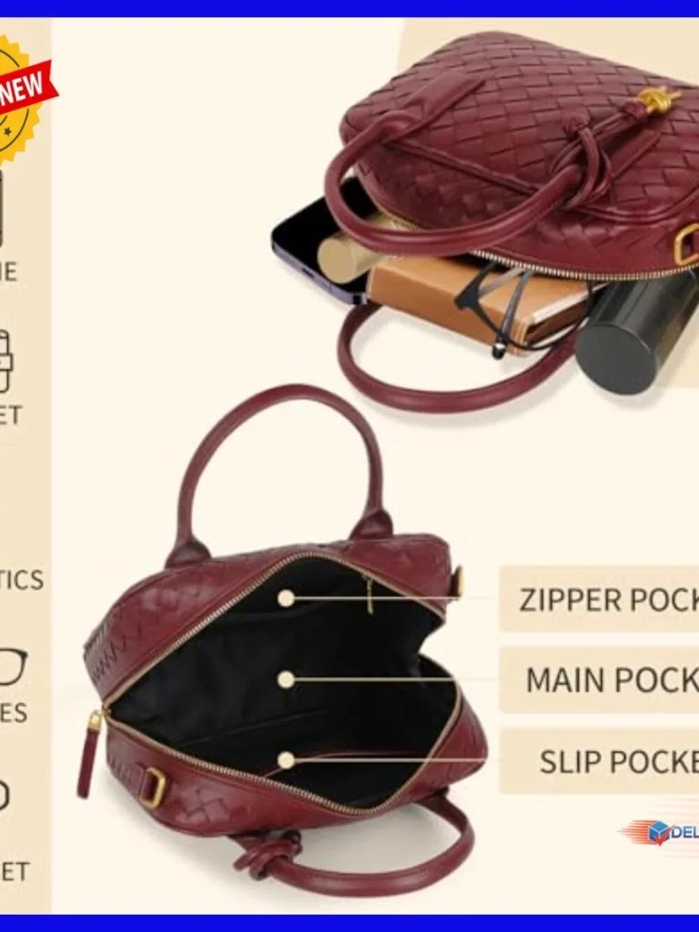 Handmade Woven Leather Hobo Bag with Adjustable Crossbody Strap
